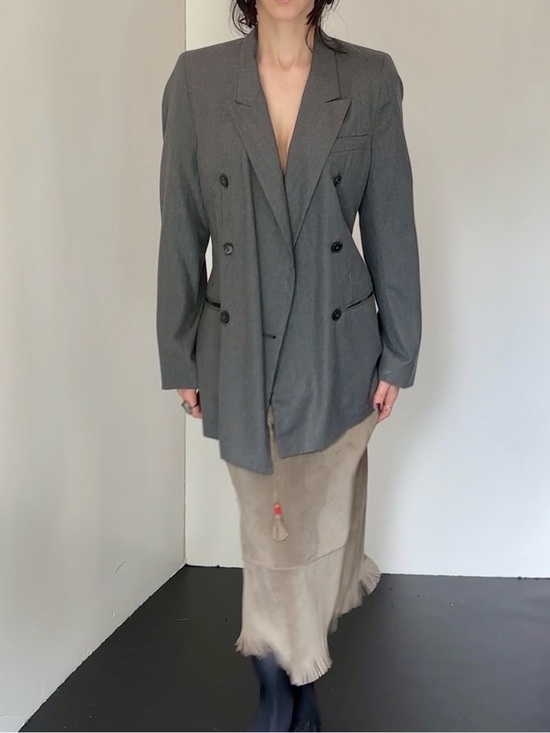 Maison Martin Margiela Jackets & Blazers - Margiela essentials women’s line 4 Gray Double-Breasted Women's Blazer Jacket